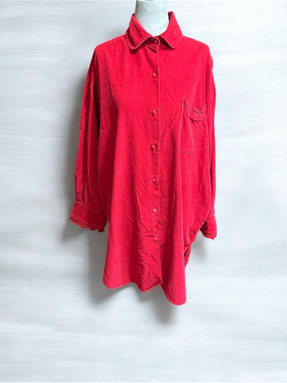 Victoria's Secret Country Authentic Bright Red Long-Sleeve Button-Up Dress